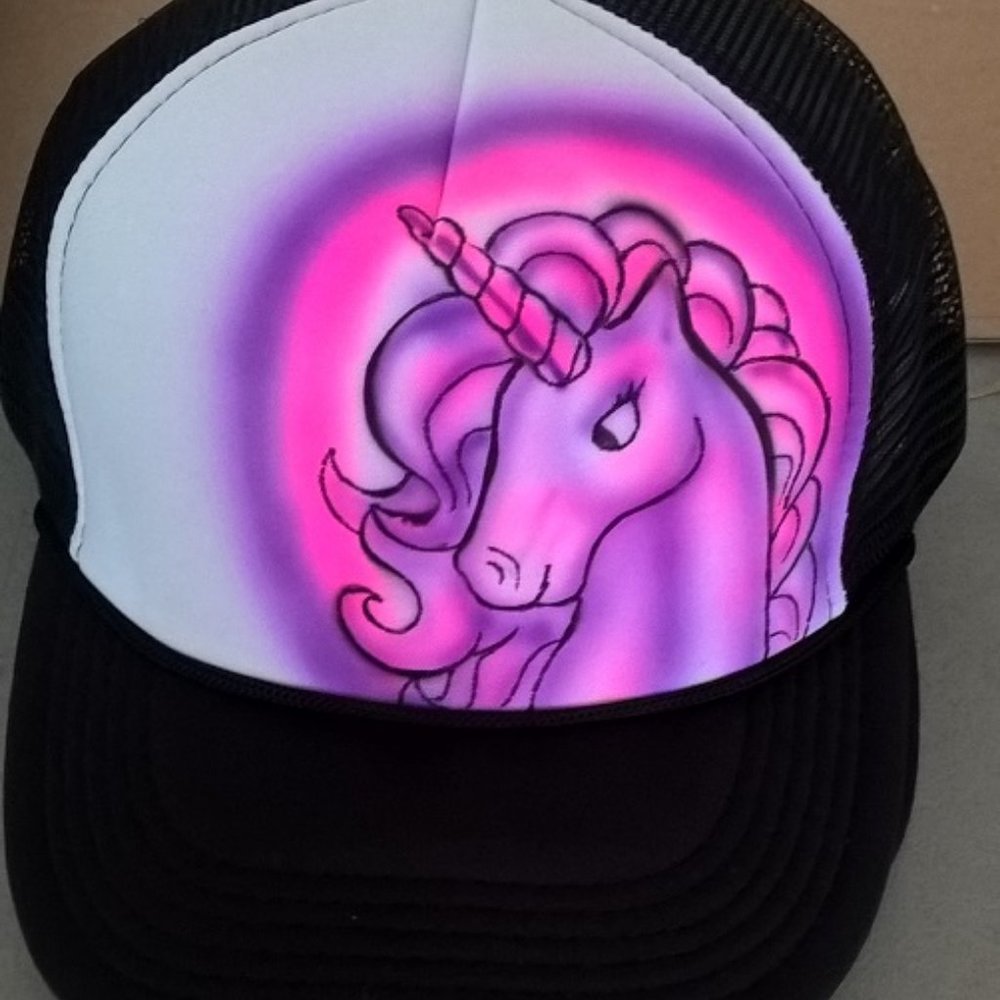 new airbrush unicorn youth hat